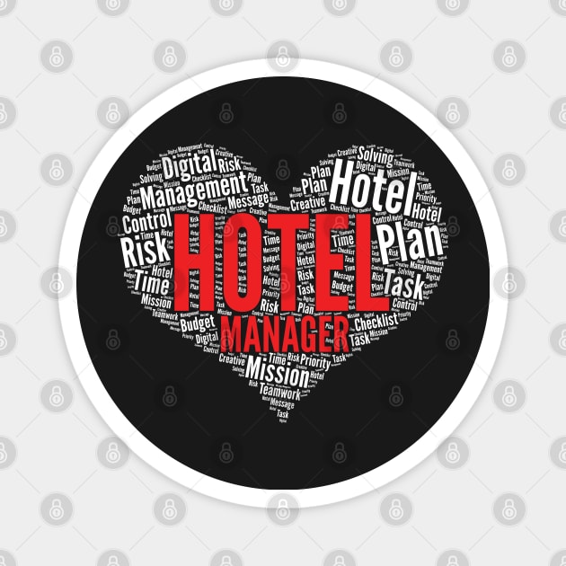 Hotel Manager Heart Shape Word Cloud Design print Magnet by theodoros20